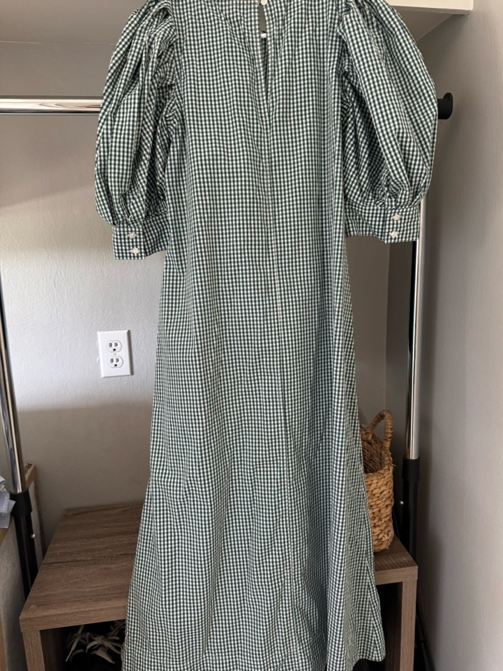 Loeffler Randall Green Gingham Puff-Sleeve Maxi Dress - Picture 4 of 11